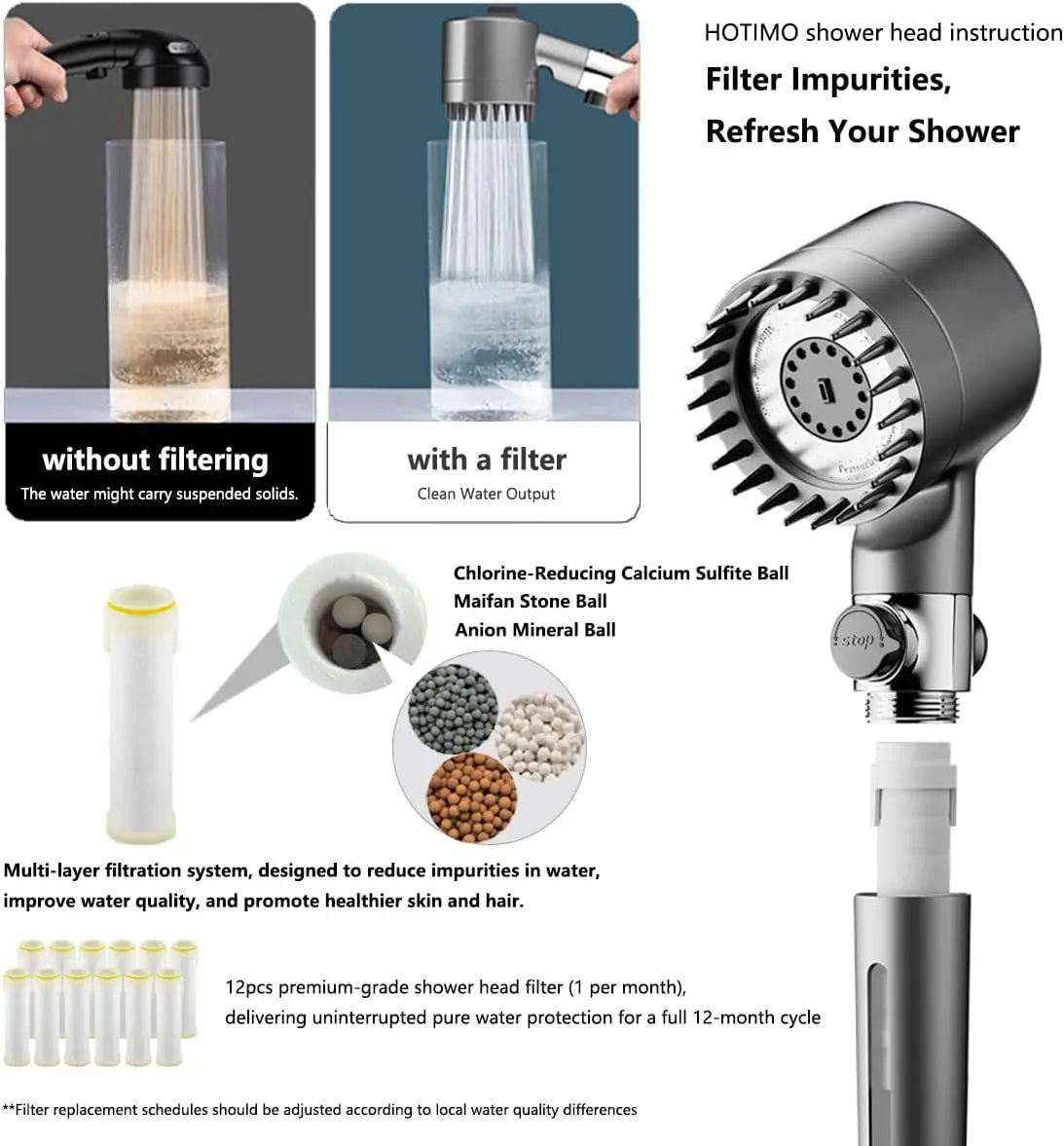 Ion Drop Filtered Shower Head with Handheld